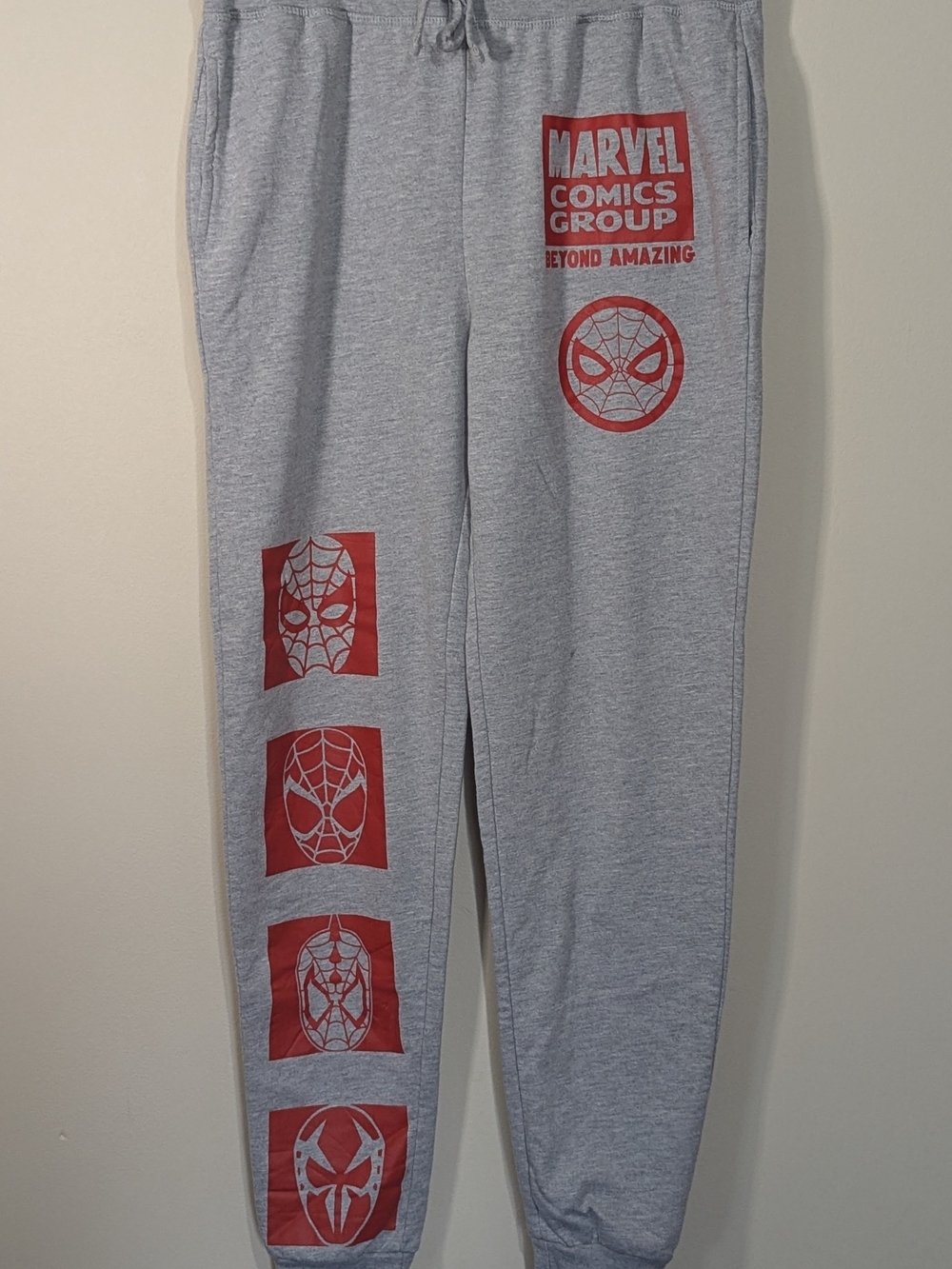 Marvel Spider-Man Sweatpants Men Medium Gray Joggers Graphic Lounge Pants